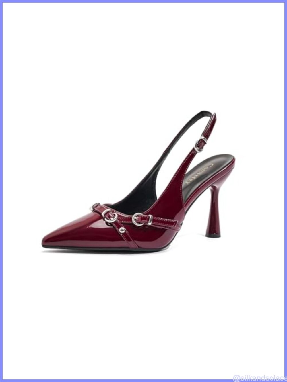 Pointed Toe Slingback Pumps with Faux Leather